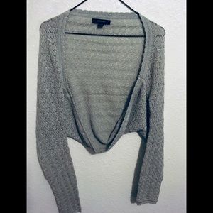Silver Open Stitch Cropped Sweater from Express